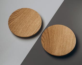Solid Oak Cabinet Knobs, Minimalist Wood Drawer Pulls, Japandi Style Handles