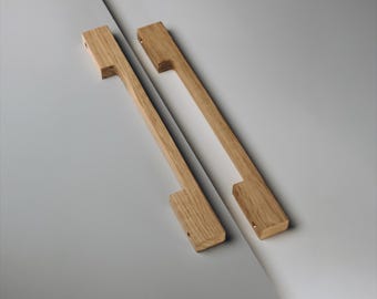 Tiradores largos de roble para armarios, tiradores minimalistas para cajones, herrajes modernos de madera para muebles, tiradores de cocina.