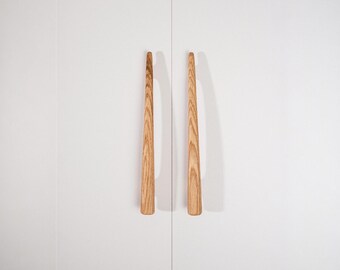 Möbelknäufe aus natürlicher Eiche, lange Schubladengriffe aus Holz, Möbelbeschläge