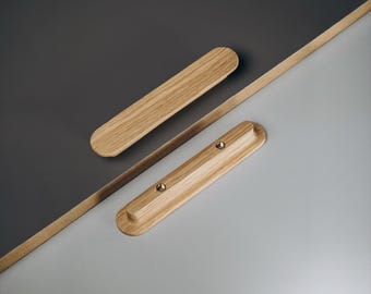 Solid Oak Wooden Cabinet Handle – Minimalist Furniture Pull – Handmade Natural Wood Handle – Modern Kitchen