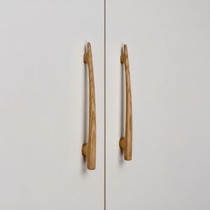 Natural Oak Cabinet Pulls, Long Wooden Drawer Handles, Glide Furniture Hardware