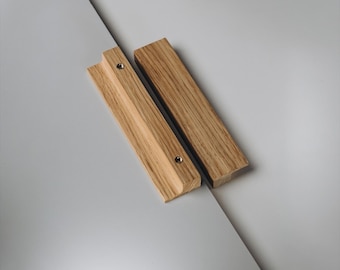 Long Oak Cabinet Handles, Minimalist Wooden Drawer Pulls, Modern Furniture Hardware, Scandinavian Cabinet Decor