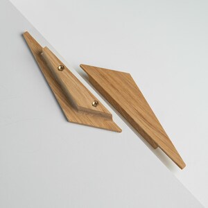 Triangle Oak Drawer Pulls, Geometric Furniture Handles, Minimalist Kitchen Hardware