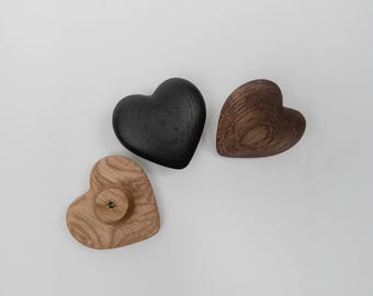 Solid Oak Heart Drawer Knob, Handcrafted Nursery Furniture Handle