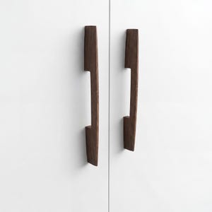 Walnut Oak Drawer Handles, Geometric Wooden Cabinet Pulls for Kitchen Cabinets, Ridge Hardware