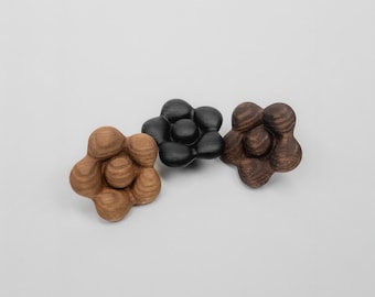 Bouton de tiroir fleur en chêne massif, poignée de commode pour enfant, poignée décorative pour chambre d'enfant