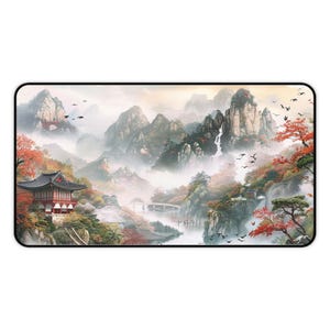 Korean Landscape Desk Mat, Traditional Art Style Mouse Pad for Office & Gaming