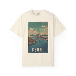 Vintage Seoul T-Shirt – Unisex Garment-Dyed Tee, 100% Ring-Spun Cotton, Soft & Comfortable, Retro City Skyline Design, S-4XL
