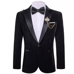 Men&#39;s Black Tuxedo Party Wear Dinner Jackets | Slim Fit Blazer-Dinner & Wedding Jackets | Handmade Velvet Jacket For Men&#39;s