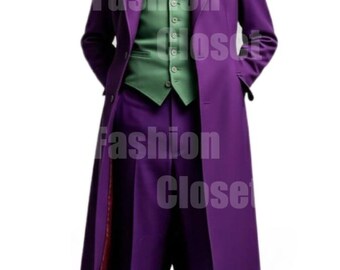 紫のジョーカースーツコスチューム | 悪役コスプレ衣装3点セット