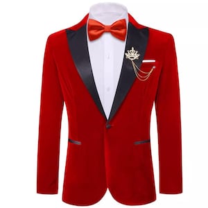 Herren Red Tuxedo Party Wear Dinner Jackets | Slim Fit Blazer-Dinner & Hochzeitssakko | Handgefertigte Samtjacke für Herren