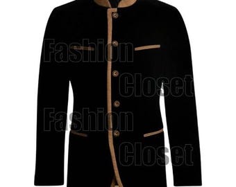 Vintage Black Classic Austrian Mens Tyrolean Traditional Folk