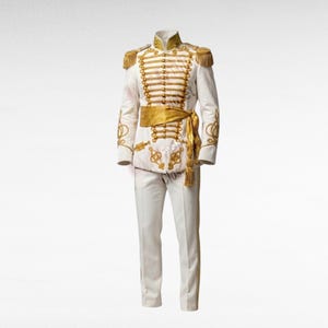 Costume de cérémonie inspiré des grenadiers britanniques - Uniforme de hussard blanc de style authentique avec tressage doré