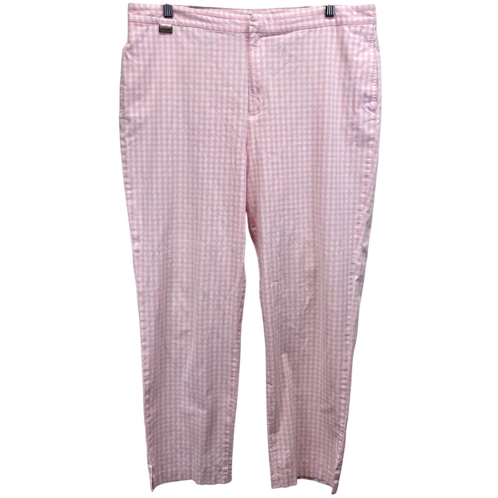 VTG Ralph Lauren Lauren Active Pink White Gingham Check Pants