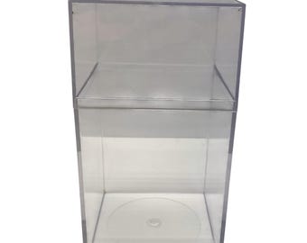 Caja de exhibición de plástico transparente, apilable, para almacenar objetos de colección, 7 pulgadas