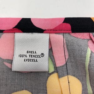 Talbots Floral Midi Skirt Womens 16 Black Pink Tropical Hibiscus Tencel A-Line image 9