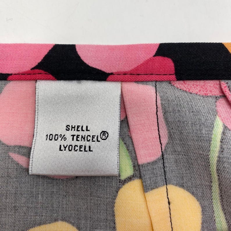 Talbots Floral Midi Skirt Womens 16 Black Pink Tropical Hibiscus Tencel A-Line image 9