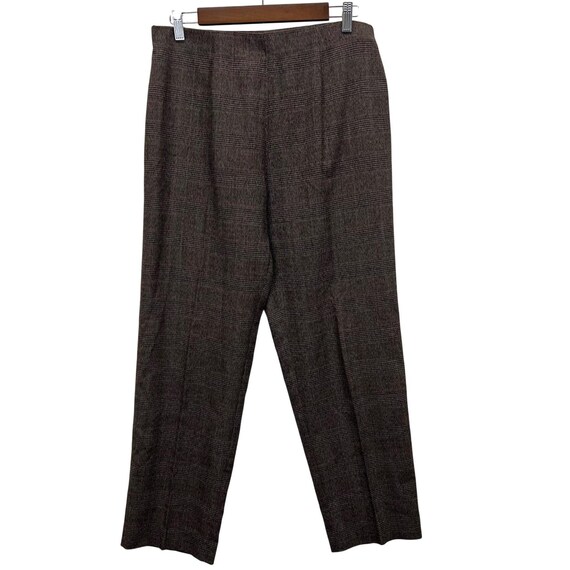 VTG 90s Covington Petite Women's Plaid Trouser Pant Size 14P Brown Casual Office