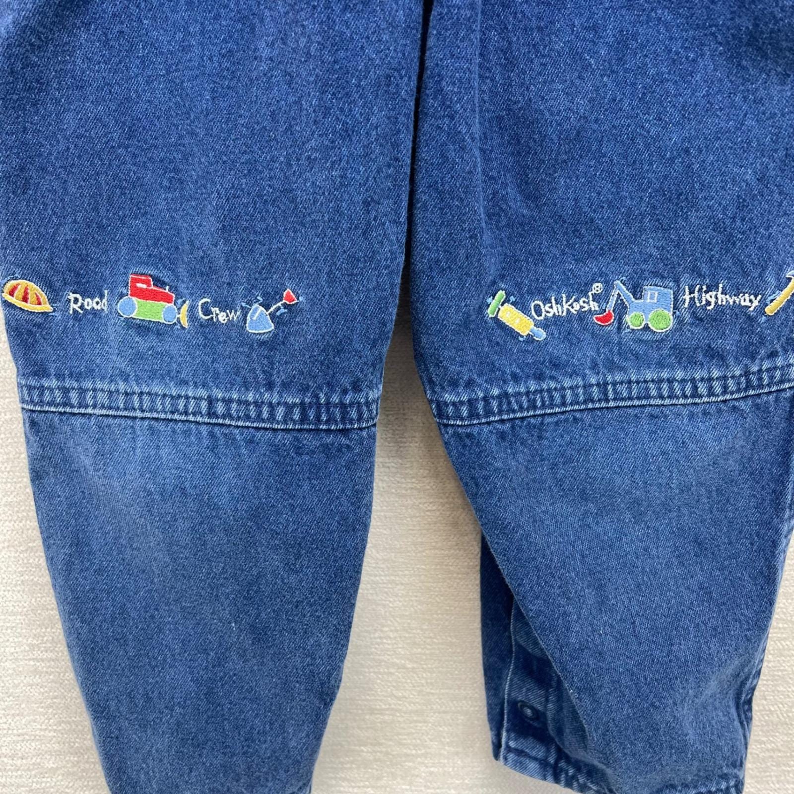 VTG 90s Oshkosh B'gosh Kids 4T Denim Overalls Embroidered Cars