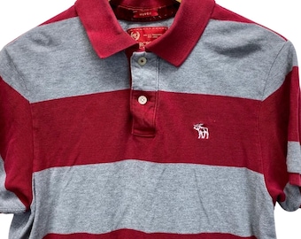 Abercrombie & Fitch Polo Shirt Boys Large Rugby Striped Muscle Fit Cotton VTG