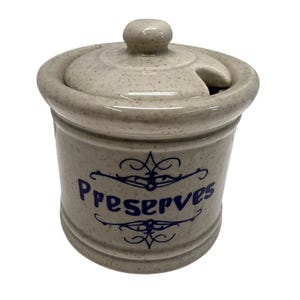 McCoy Pottery Conservenpot En Deksel USA Vintage Speckled Beige Grey Farmhouse