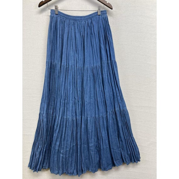 Maxi Skirt Pleated Skirt 70s VTG 70s Painted Pony Pleated Tiered