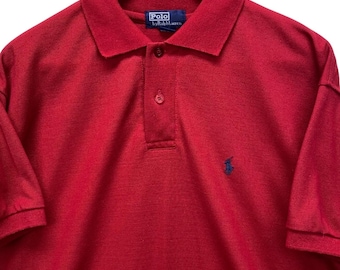 Polo Ralph Lauren poloshirt heren XL rode katoenen pony met korte mouwen VTG Y2K