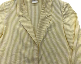 D.K. Gold Donnkenny Seersucker Blazer Womens 14 Yellow White Striped Made in USA