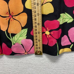 Talbots Floral Midi Skirt Womens 16 Black Pink Tropical Hibiscus Tencel A-Line image 5