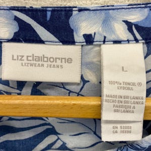 Liz Claiborn Lizwear Jeans Tropisches Blumenoberteil für Damen Große Blaue Tencel Bild 8