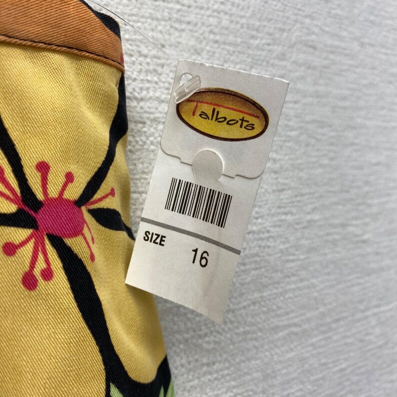 Talbots Floral Midi Skirt Womens 16 Black Pink Tropical Hibiscus Tencel A-Line image 10