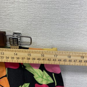 Talbots Floral Midi Skirt Womens 16 Black Pink Tropical Hibiscus Tencel A-Line image 4