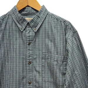 Camisa de manga larga a cuadros RedHead VTG para hombre, talla L, verde y blanca, de algodón.