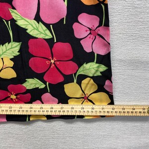 Talbots Floral Midi Skirt Womens 16 Black Pink Tropical Hibiscus Tencel A-Line image 6
