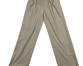 Pantalon habillé vintage Polo University Ralph Lauren kaki texturé plissé, taille 31x31, à revers