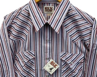Camisa vaquera vintage Ely Cattleman Pearl Snap para hombre, talla XL, de los años 90, nueva, sin usar.