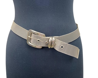 Mesh Metall Gürtel Damen Medium Silber VTG Style 90s Y2K READ Löcher bei 30-34 "