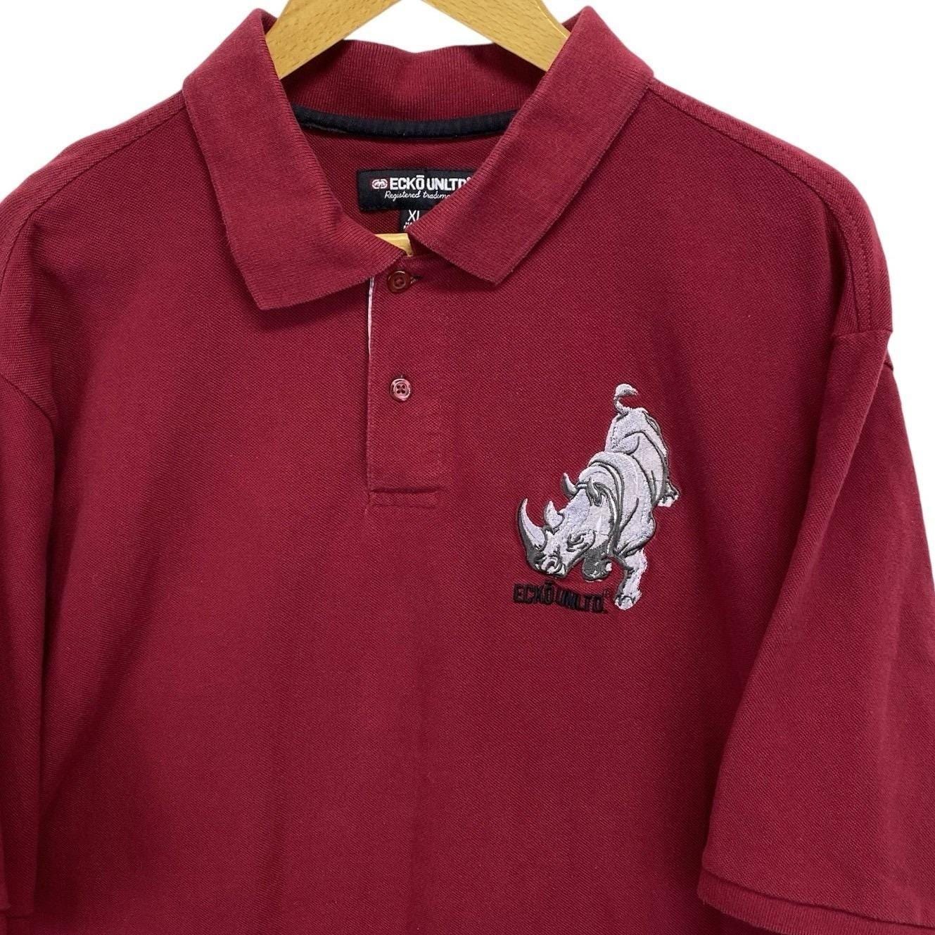 Ecko Unltd ポロシャツ メンズ XL レッド VTG Y2K 90年代 ライノ 