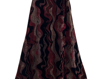 Giorgio Kauten Italian Velvet Silk Blend  Midi Skirt Small Boho Ethnic Vintage