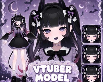 Purple Demon VTuber-modell — Live2D-avatar + uttryck + redo för VTube Studio