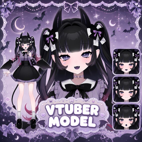 Purple Demon VTuber Model — Live2D Avatar + Expressions + Ready for VTube Studio