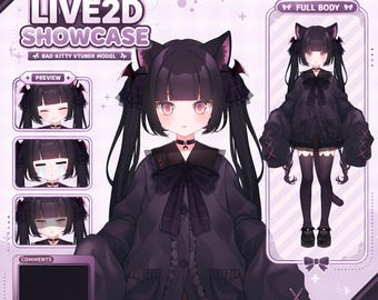 Model Bad Kitty VTuber — gotowy awatar Live2D + wyrażenia + zasoby Twitch