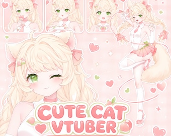 Kawaii Cat Girl + 3 stroje - VTuber Live2d Model