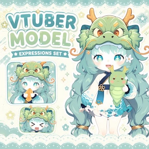 Drakflicka Live2D VTuber-modell med uttryckspaket