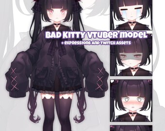 Bad Kitty VTuber Model — Premade Live2D Avatar + Expressions + Twitch ...