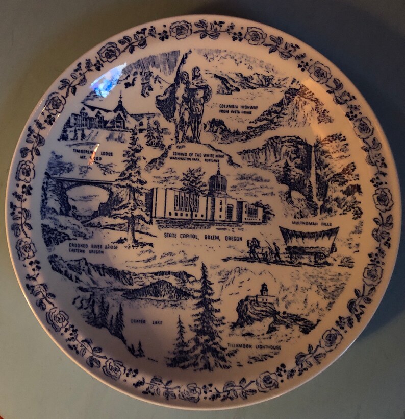 Oregon State Collector Plate Vernon Kilns Etsy