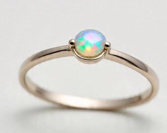 Dainty Opal Ring, 925 Sterling Silver, October Birthstone, Gift For Her