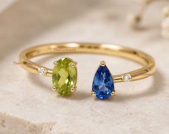 2 pierres de naissance personnalisées, bague de famille personnalisée pour maman, bague de naissance en or délicate, cadeau fête des mères, cadeau meilleur ami