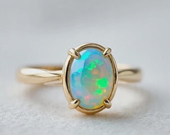 Fire Opal Ring, 925 Sterling Silver, October Birthstone, Anniversary Gift