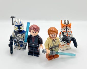 Custom Lego Anakin Obi Wan Captain Rex Commander Cody Star Wars Minifigures